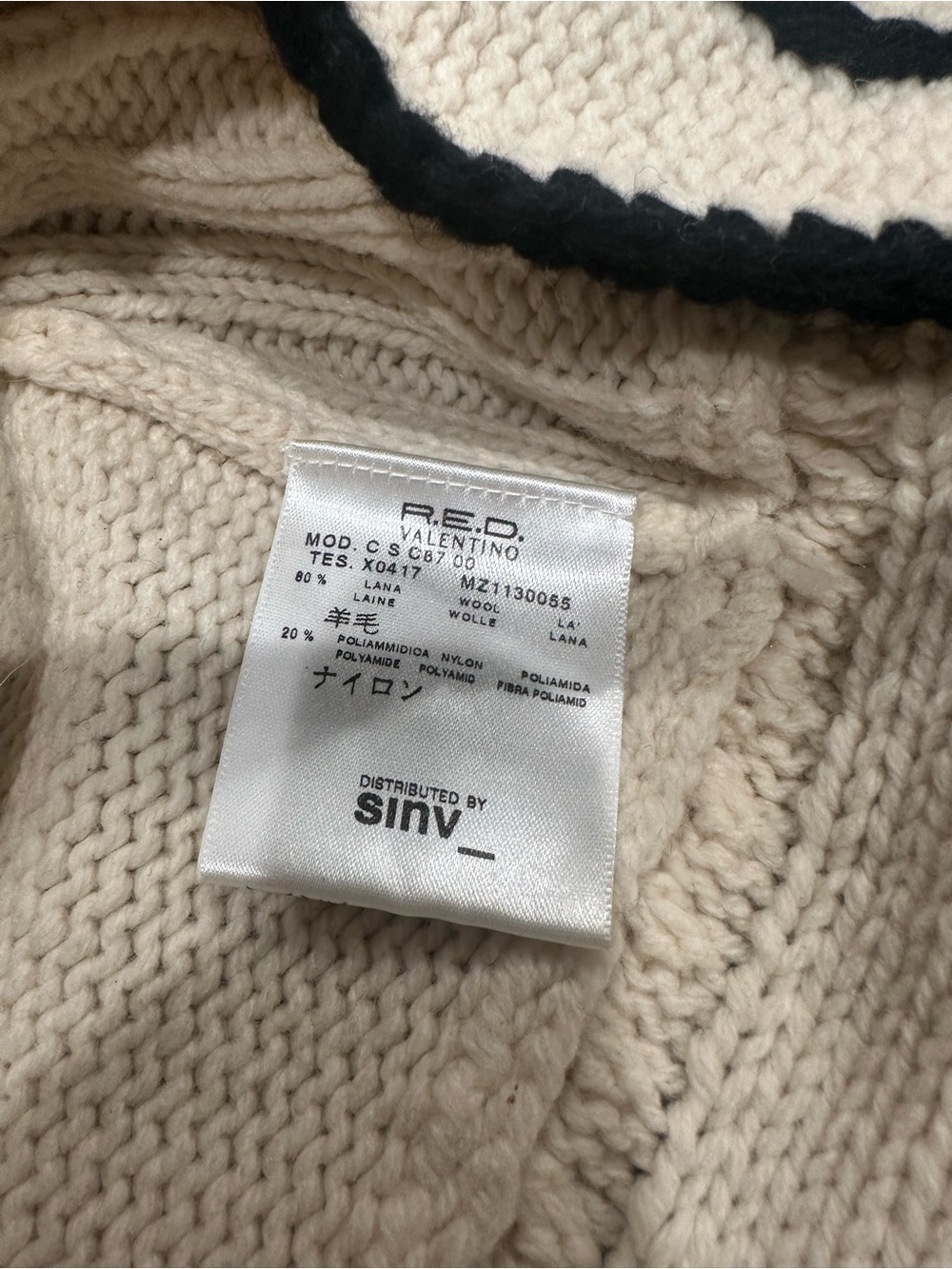 VALENTINO | Authenticated R.E.D.Valentino |Cream Knit Bow-Tie Cardigan | Size 42 - Picture 10 of 11